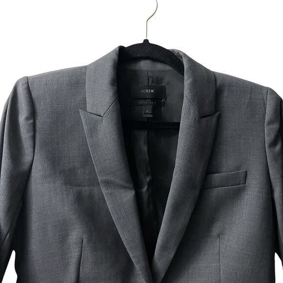 J. Crew Blazer Women’s Size 6 Gray Super 120s 100% Wool Business Contemporary - Picture 2 of 8